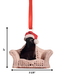 Black Cat Christmas Ornament with Santa Hat