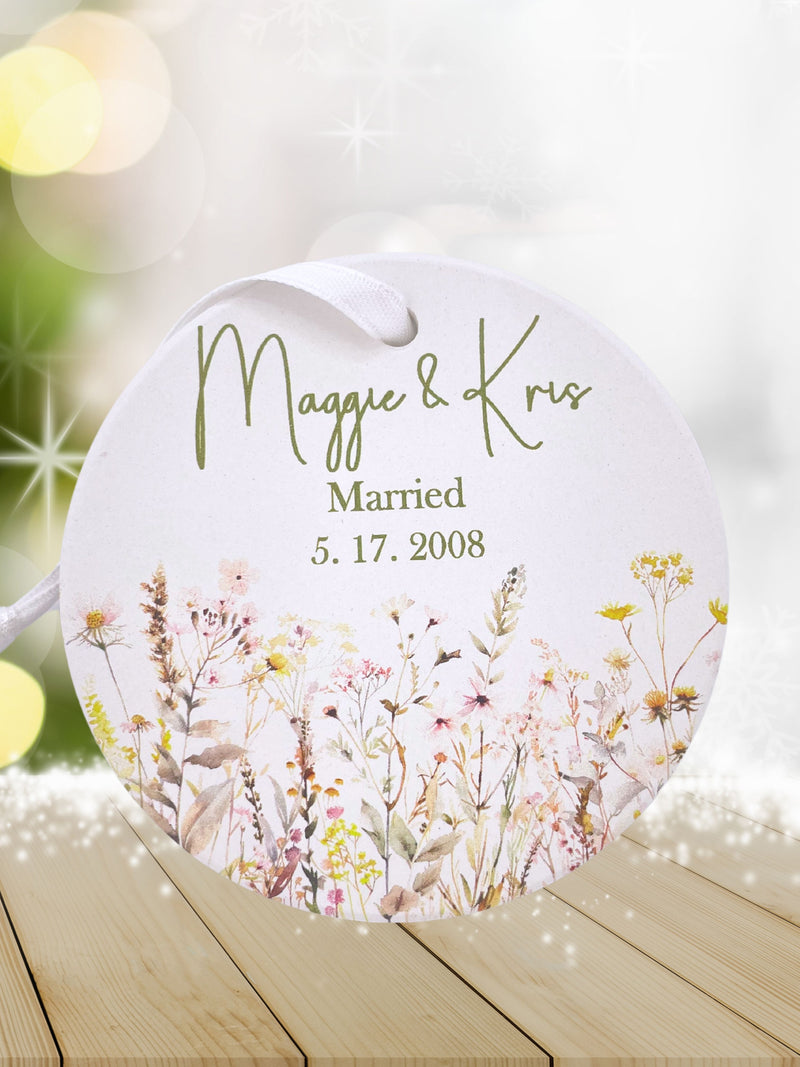 Personalized Married Ceramic Ornament - Newlywed Gift, Wedding Keepsake