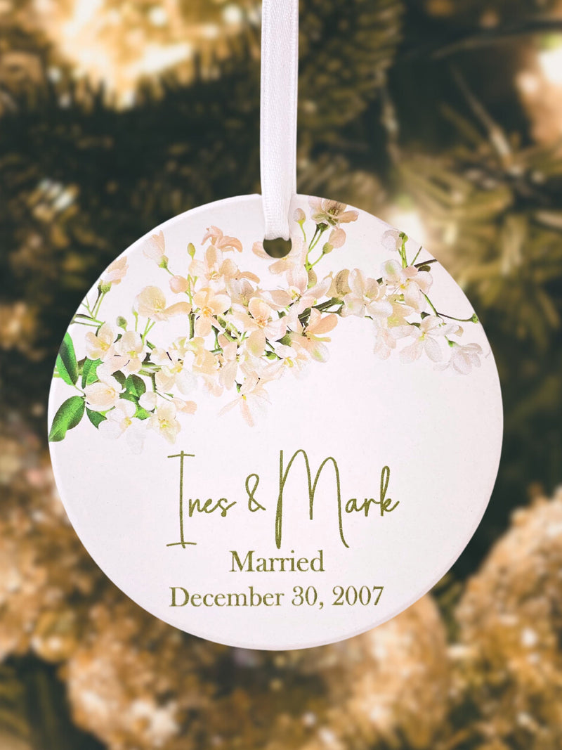 Personalized Married Ceramic Ornament - Newlywed Gift, Wedding Keepsake, Mr & Mrs Christmas Ornament