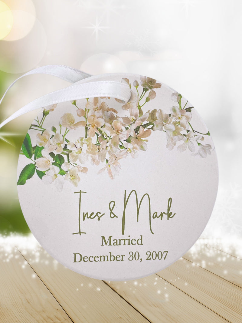 Personalized Married Ceramic Ornament - Newlywed Gift, Wedding Keepsake, Mr & Mrs Christmas Ornament