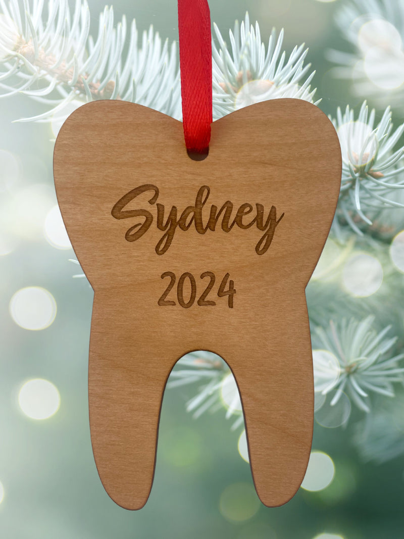 Personalized Tooth Ornament, Custom Name Keepsake, Tooth Loss Celebration