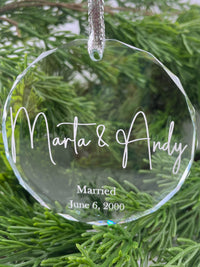 Personalized Crystal Christmas Ornament - Custom Names and Dates - Elegant Keepsake