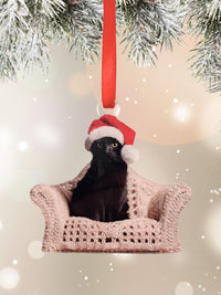 Black Cat Christmas Ornament with Santa Hat