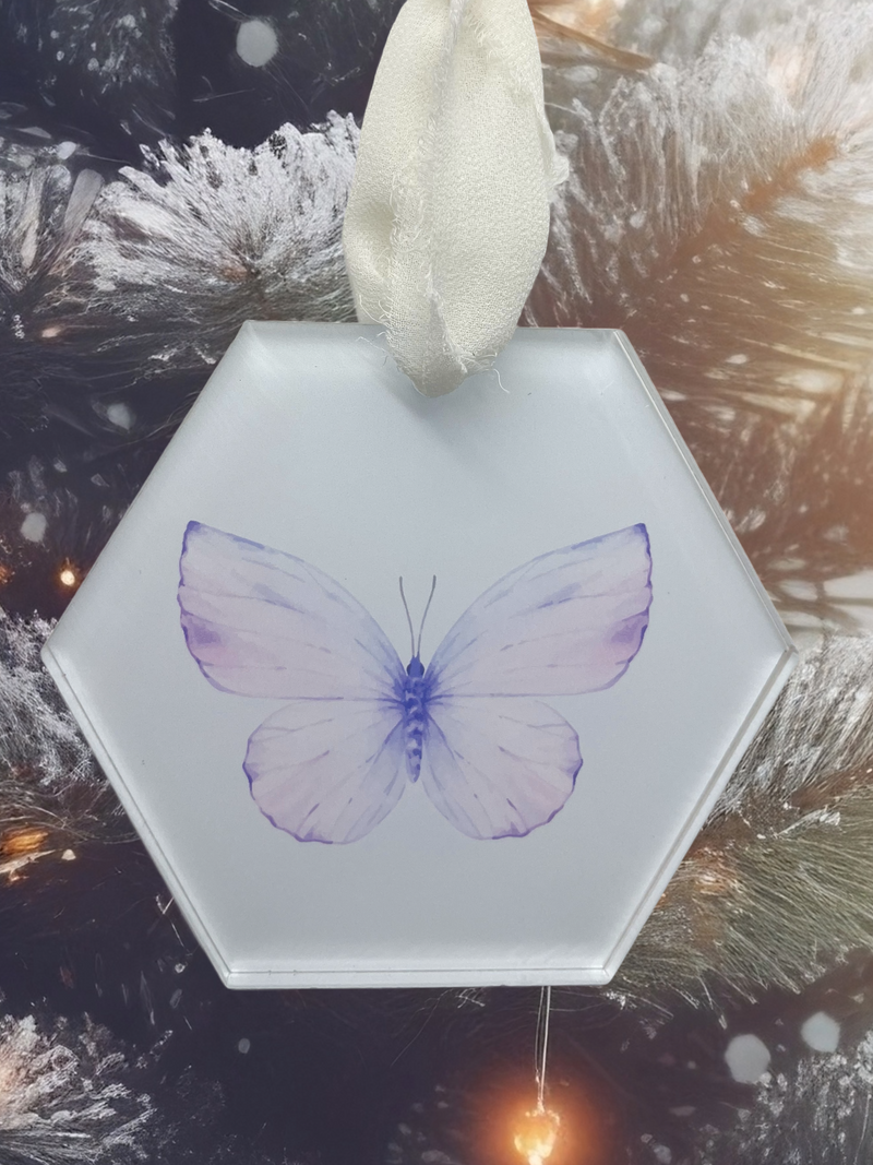 Elegant Acrylic One-Sided Hexagon Christmas Ornament|Inspirational Festive Decor