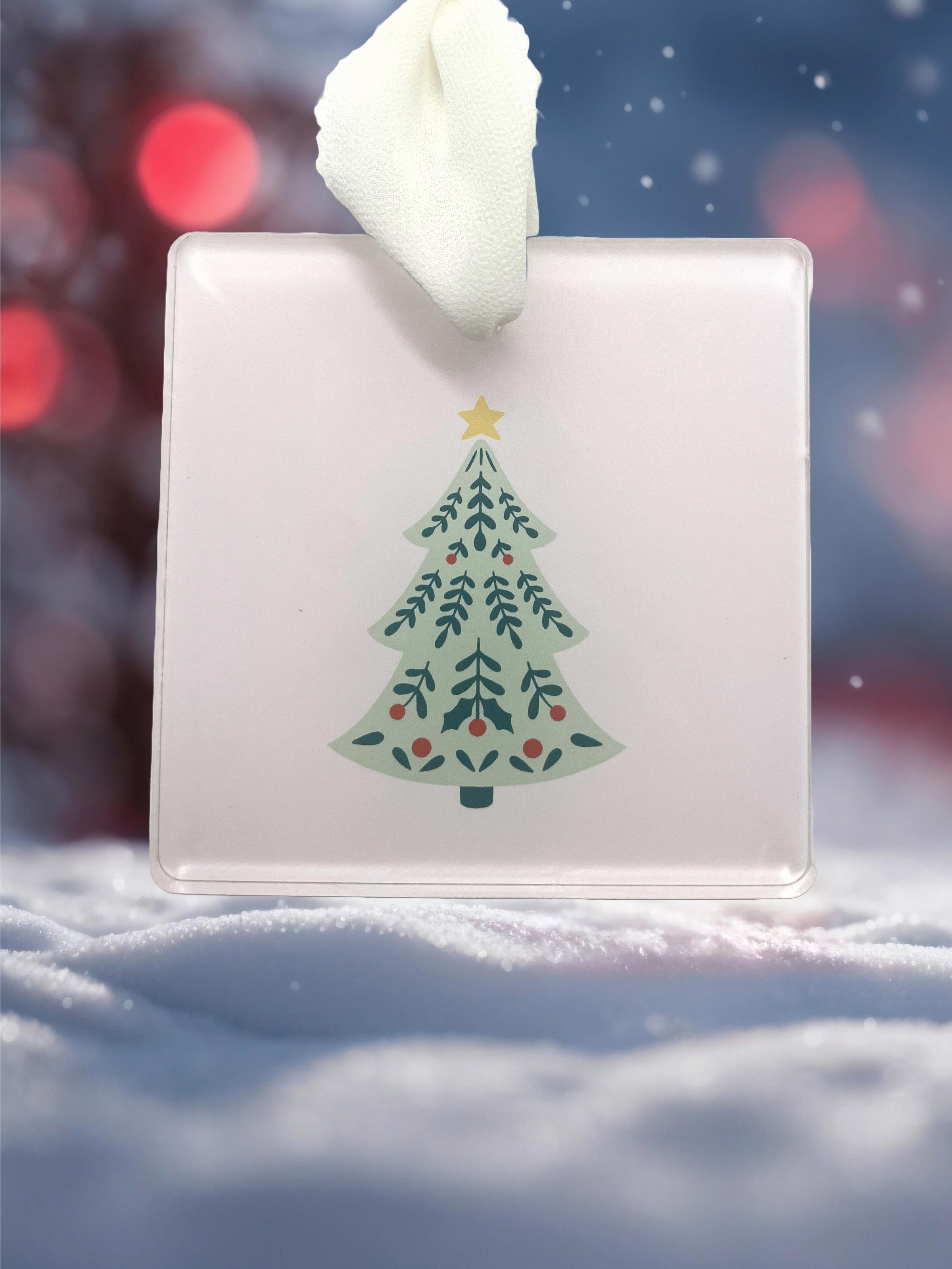 Festive Elegance One-sided Square Ornaments | Your Personalized Christmas Selection