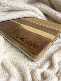 Elegant Personalized Acacia Wood Chopping Block - Engraved Family Name