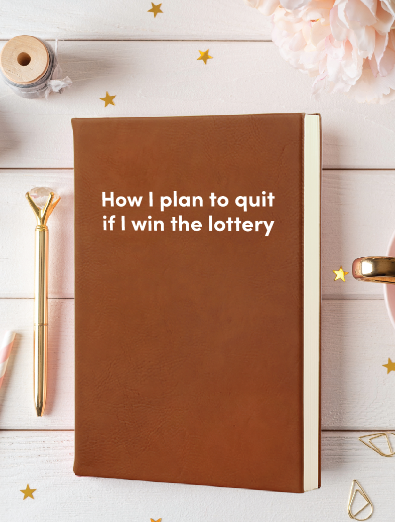 How I plan to quit if I win the lottery Leatherette Lined Hardcover Notebook