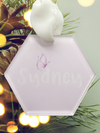 Personalized Name Hexagonal One sided Christmas Ornament with Delicate Illustrations