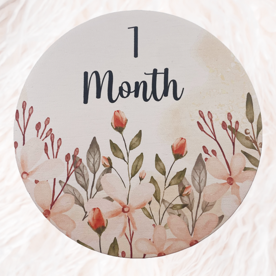 Floral Baby Milestone Discs - Set of 6 Double-Sided or 12 Single-Sided