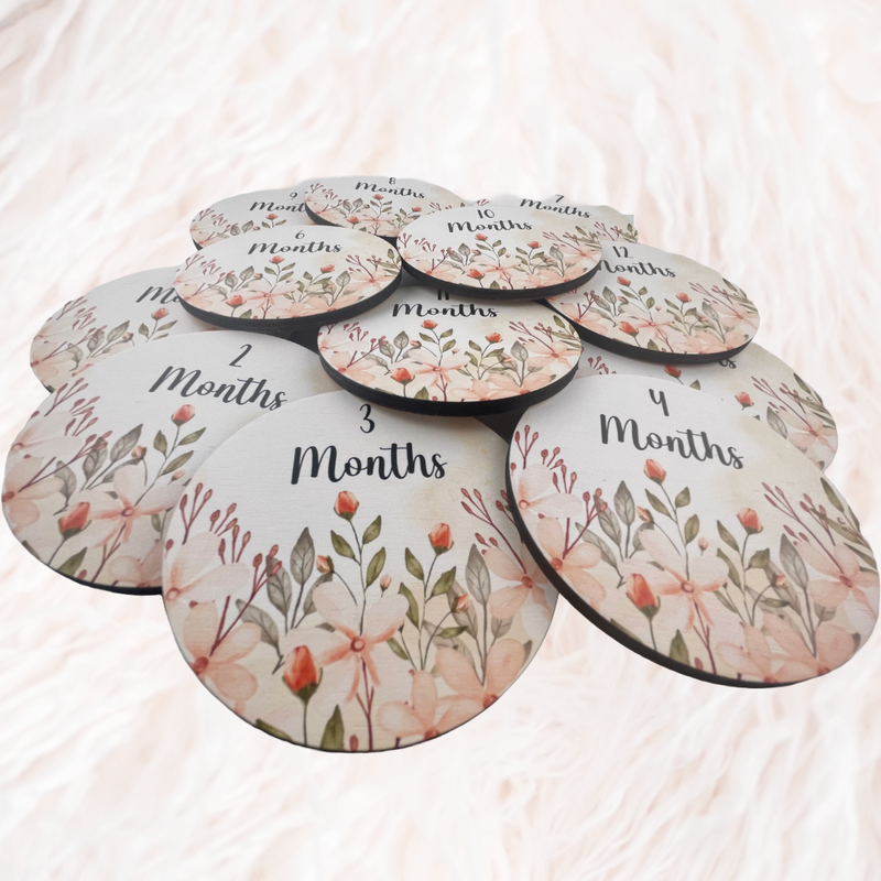 Floral Baby Milestone Discs - Set of 6 Double-Sided or 12 Single-Sided