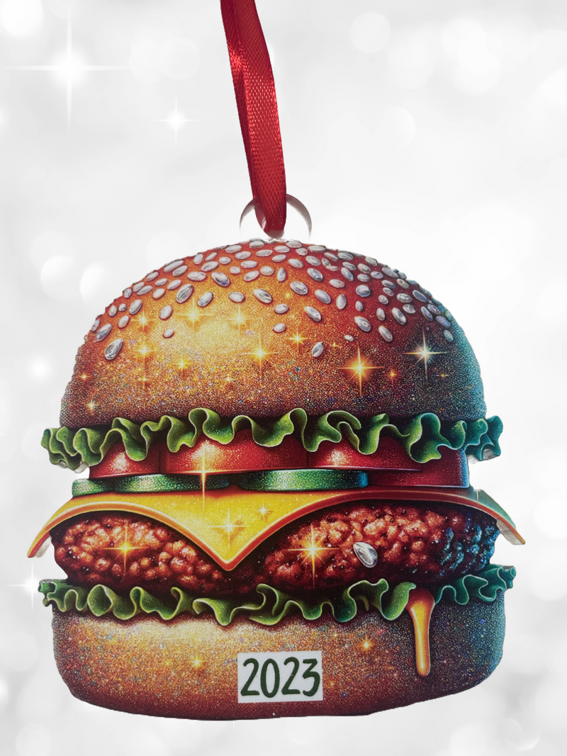 Festive Burger 2023 - One Sided Glossy Acrylic Christmas Ornament
