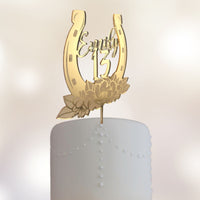 Custom Floral Horseshoe Acrylic Cake Topper - Personalized for Weddings & Celebrations