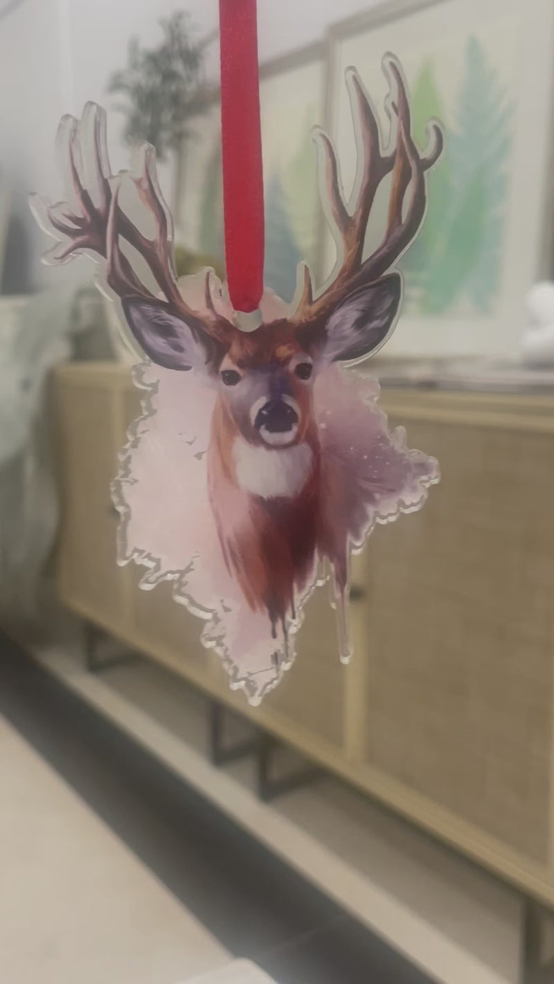 Woodland Deer Christmas Ornament on Acrylic