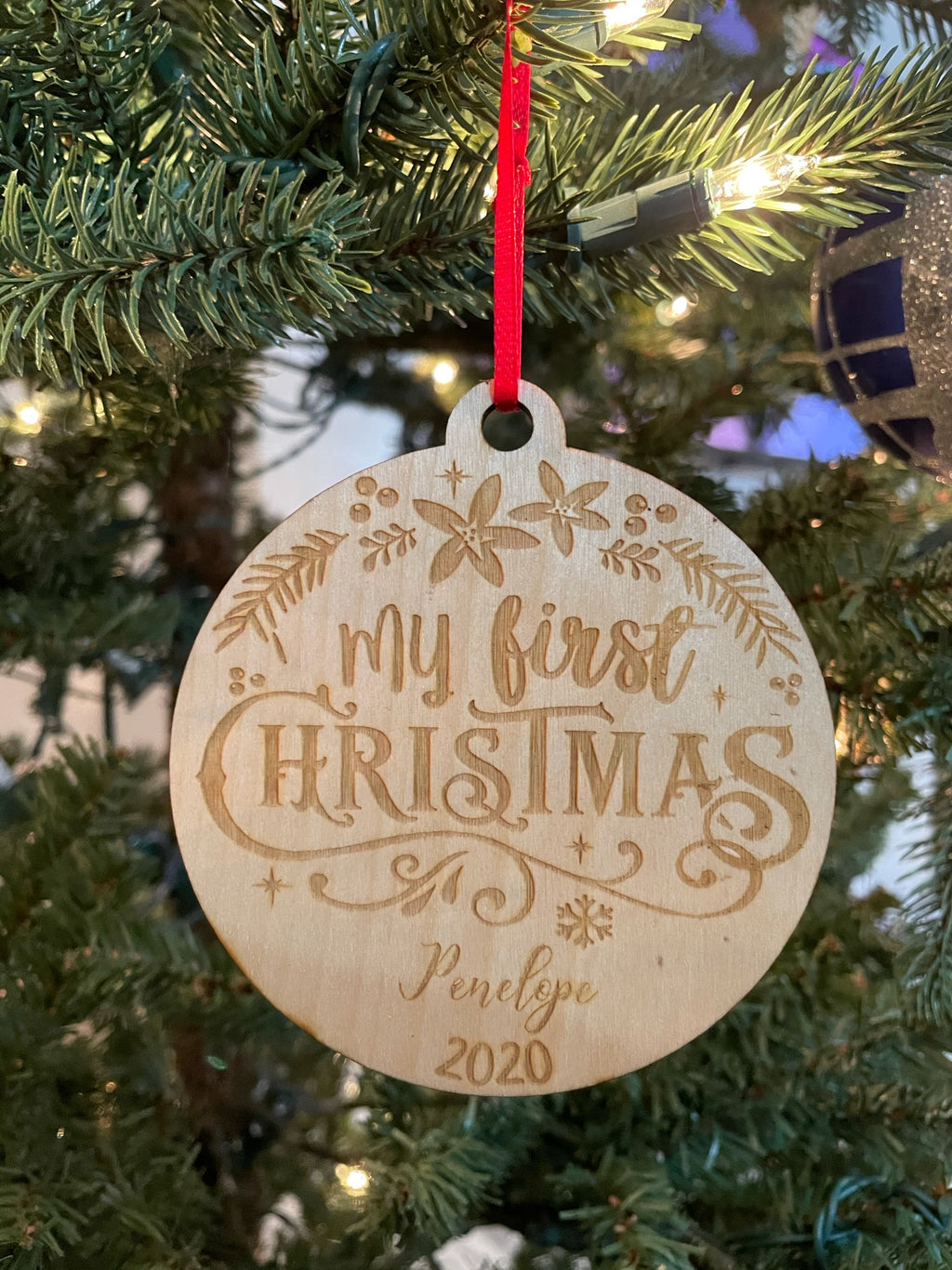 Personalized My First Christmas Laser Cut Wooden Ornament