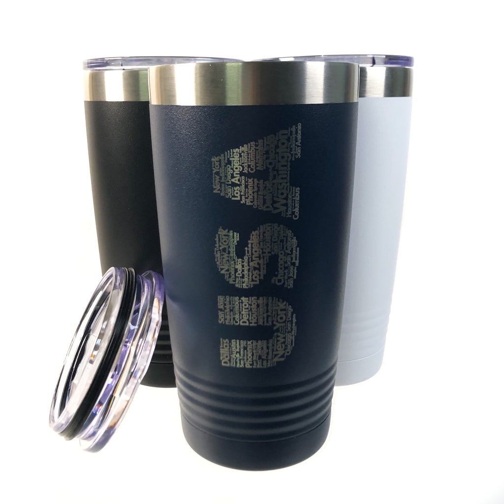 NEW Powder Coated Stainless Steel Personalized Company Logo Travel Tumbler
