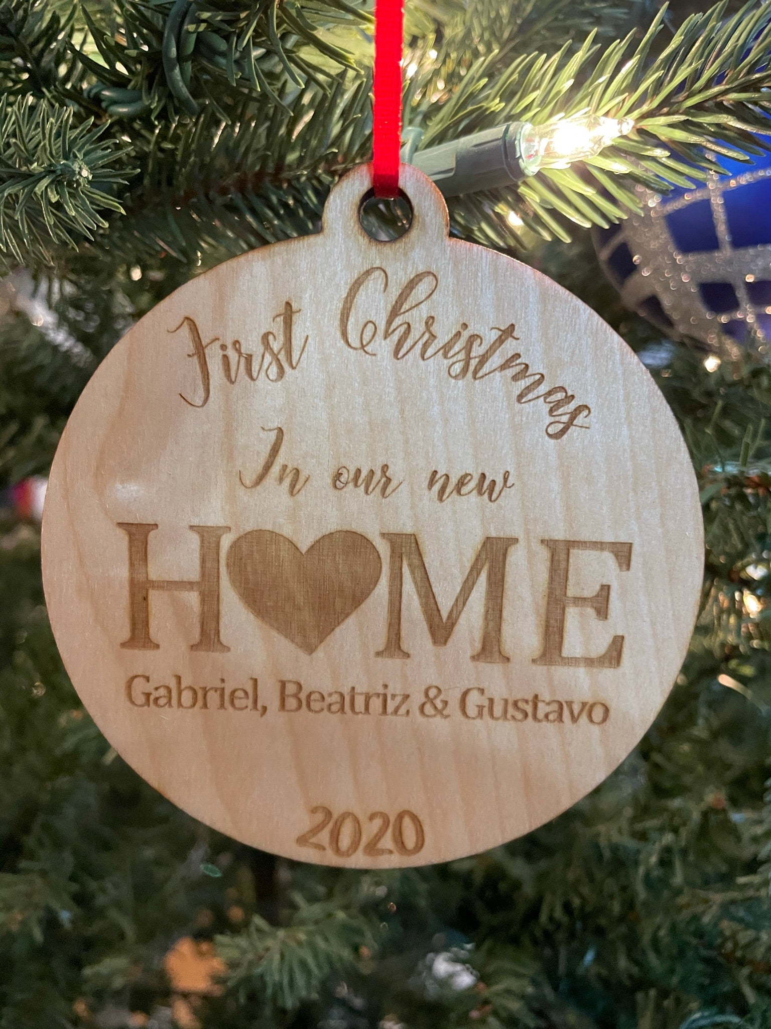 Personalized Christmas Ornament, First Christmas Tree Laser Cut, Heart  Shaped Wood Christmas Keepsake Gift - 6314