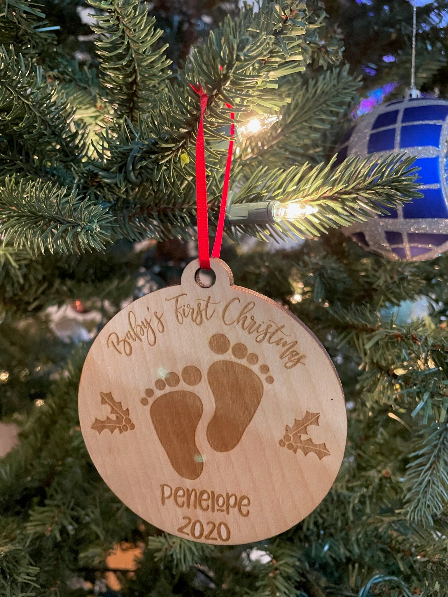 Personalized Baby's First Christmas Laser Cut Wooden ornament