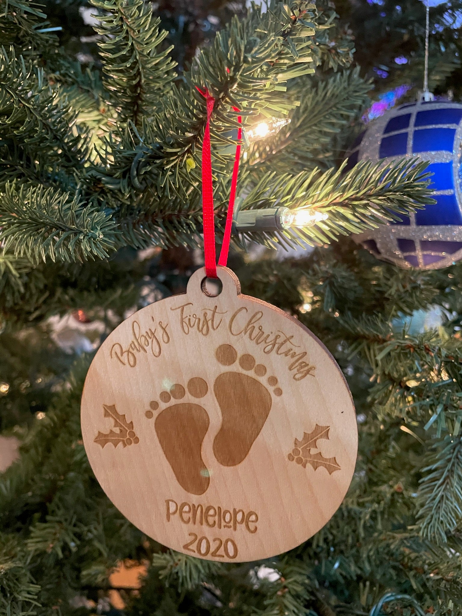 Baby’s First Christmas Personalized Wood Christmas Ornament