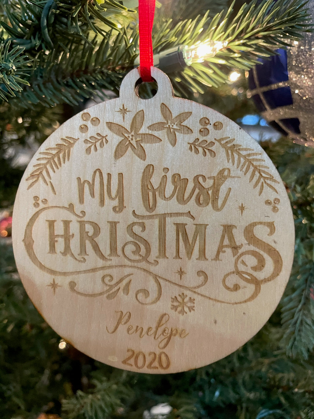 Personalized My First Christmas Laser Cut Wooden Ornament