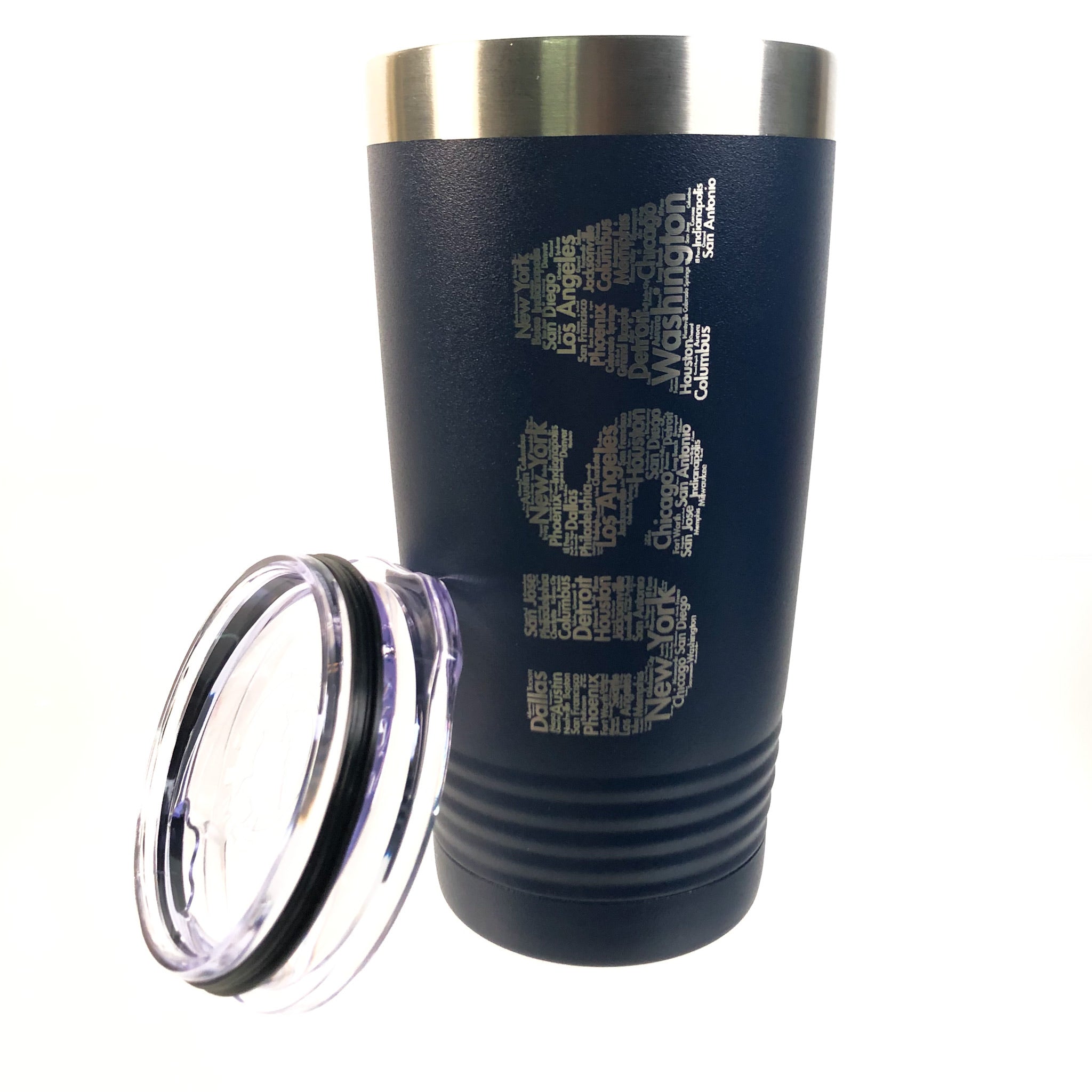 NEW Powder Coated Stainless Steel USA Engraved Travel Tumbler