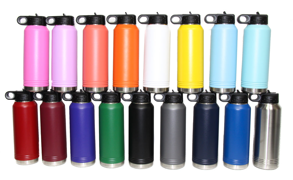 NEW Powder Coated Stainless Steel Personalized 32oz Water Bottle