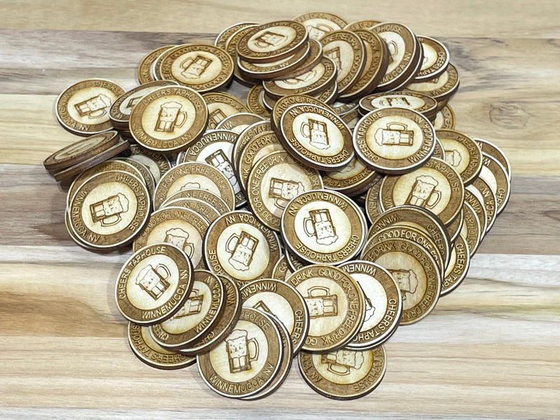 Personalized Double Sided Custom Laser Cut Wooden Tokens