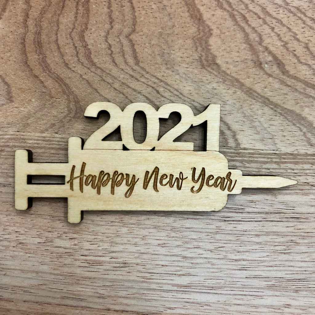 Vaccine 2021 Happy New Year Place Card / Ornament