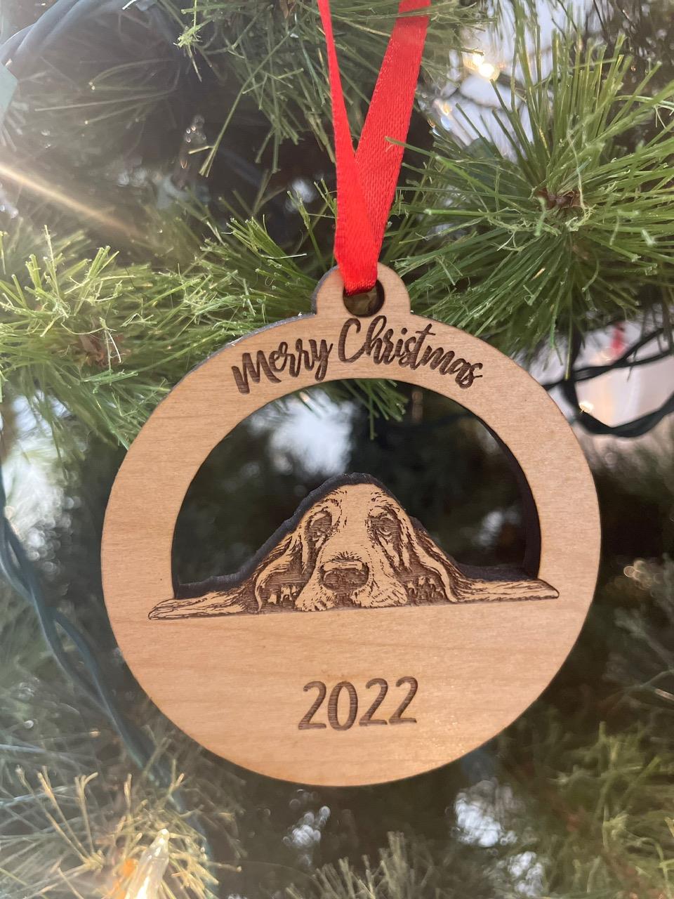 2023 Laser Cut Personalized Merry Christmas Dog Wooden Ornament, New Dog, Dog Lover Gift, Dog Memorial