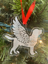 Laser Cut and Engraved Dog Wings Memorial Clear Acrylic Ornament, Christmas, Dog Wings