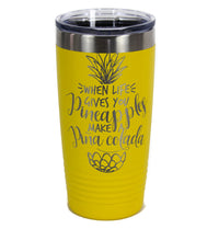 Sunny Pina Colada Insulated Tumbler - 20oz Tropical Themed Drinkware