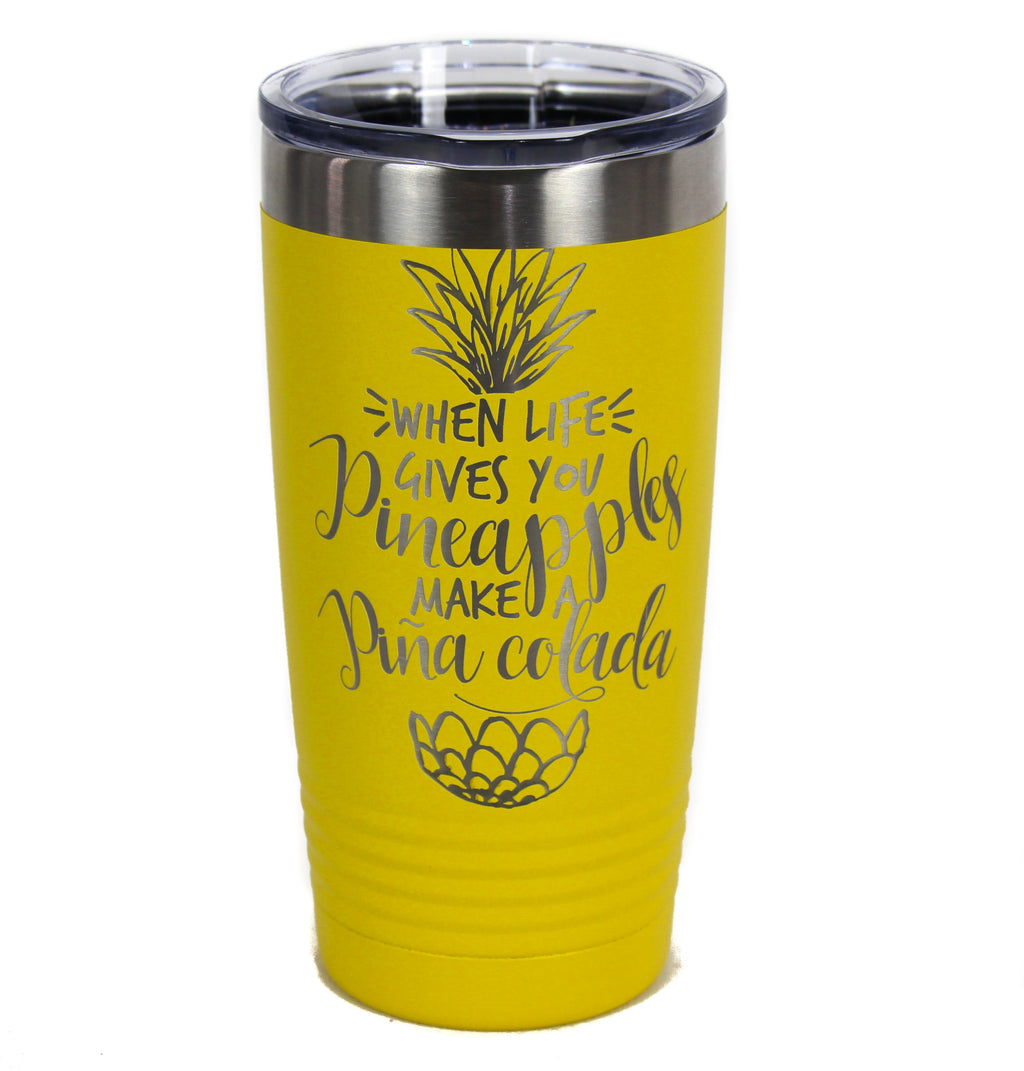 NEW Powder Coated Stainless Steel Pina Colada Travel Tumbler