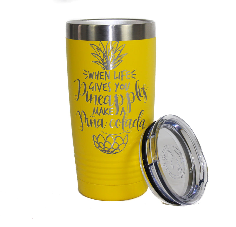 NEW Powder Coated Stainless Steel Pina Colada Travel Tumbler