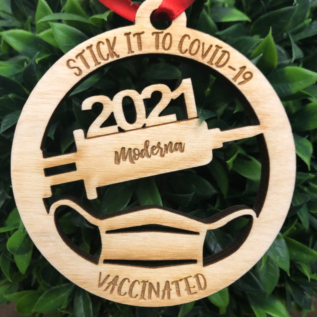 Stick it to COVID-19 2021 Laser Cut Wooden Ornament