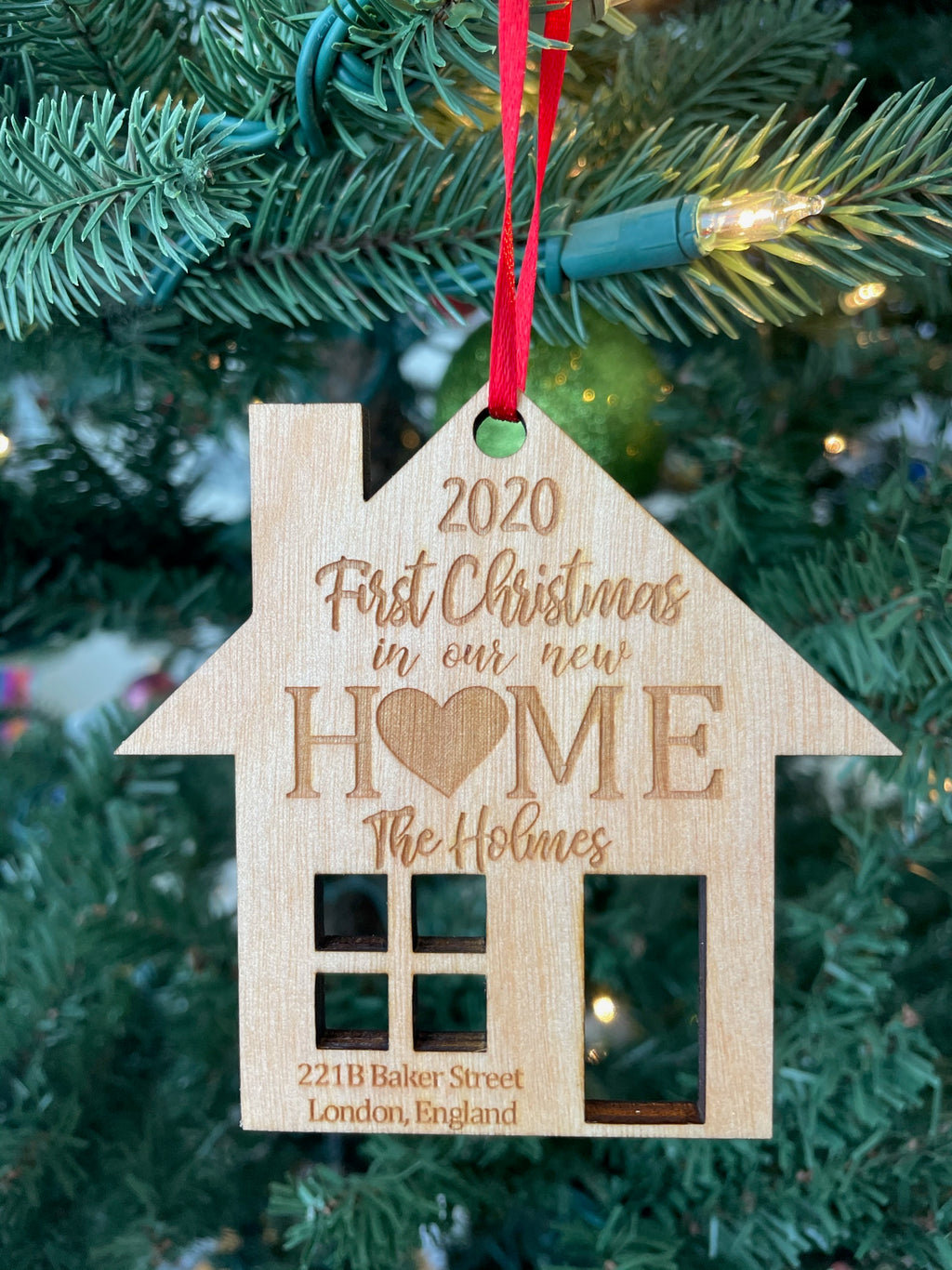 Personalized First Christmas in our new home Laser Cut Wooden Ornament